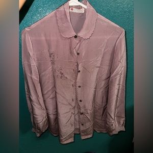 Vintage Peony brand 100% silk top hand embroidered in China